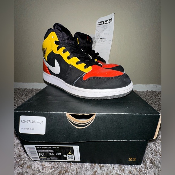 Orange/Yellow Air Jordan 1 Mid - Picture 1 of 9